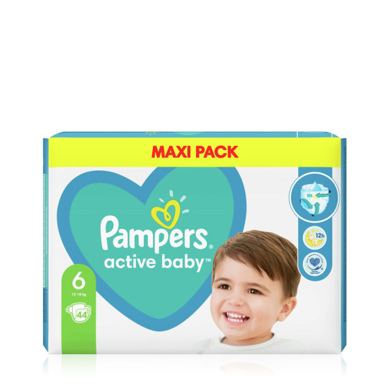 PAMPERS ACTIVE BABY 6 MAXI PACK, ΓΙΑ 13-18kg ΜΕ 44 ΠΑΝΕΣ